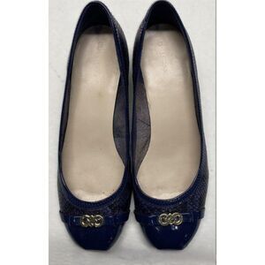 Navy Blue Snake Print Wedge Pumps by Cole Haan Size 10